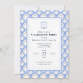 Wedgewood Monogram Graduation Party Invitation Kaart (Voorkant)