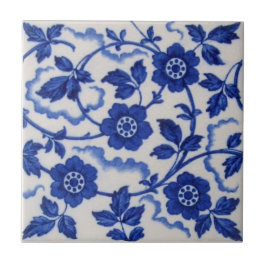 Wedgwood Blue White Antiek Aesthetische Floral Rep Tegeltje