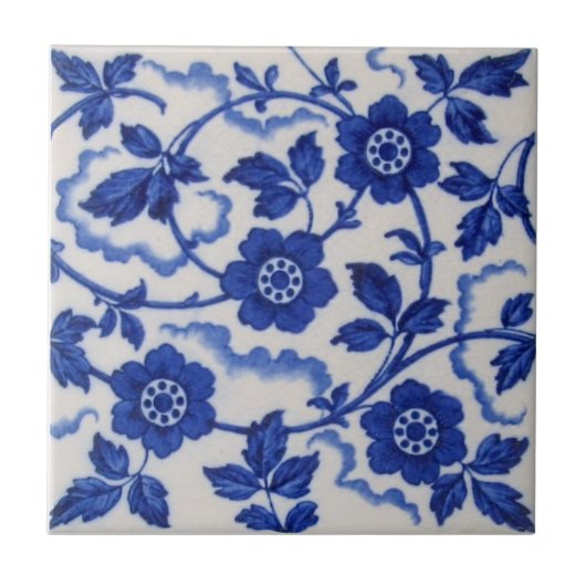 Wedgwood Blue White Antiek Aesthetische Floral Rep Tegeltje (Voorkant)