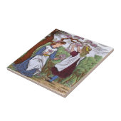 Wedgwood May Apple Blossom Girls c1885 Repro Tegeltje (Zijkant)