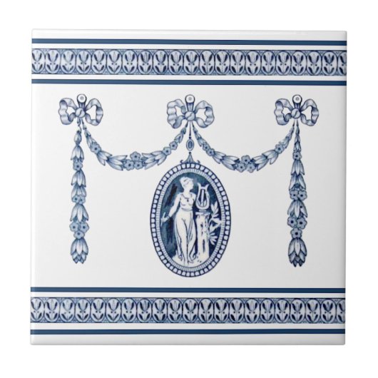 Wedgwood Neocklassieke muziecameo Tile Repro Tegeltje (Voorkant)