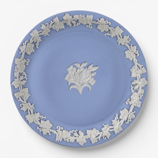 Wedgwood stijl blauw jasperware uitziende huwelijk papieren bordje (Voorkant)