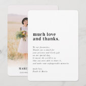 WEDING BEDANKT foto eenvoudige serif modern berich Kaart (Voorkant / Achterkant)
