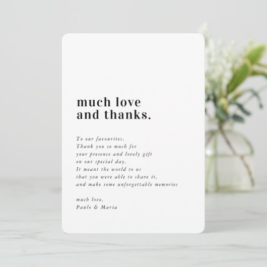 WEDING BEDANKT foto eenvoudige serif modern berich Kaart (Staand voorkant)