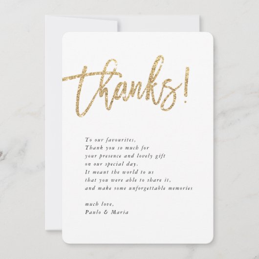 WEDING BEDANKT foto goud glitter modern bericht Kaart (Voorkant)