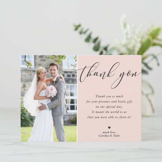 WEDING BEDANKT U FANTASIEF elegant blush (Staand voorkant)