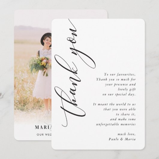 WEDING BEDANKT U fotografeert moderne zijkalligraf Kaart (Voorkant / Achterkant)