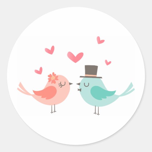 WEDING BIRDS RONDE STICKER (Voorkant)