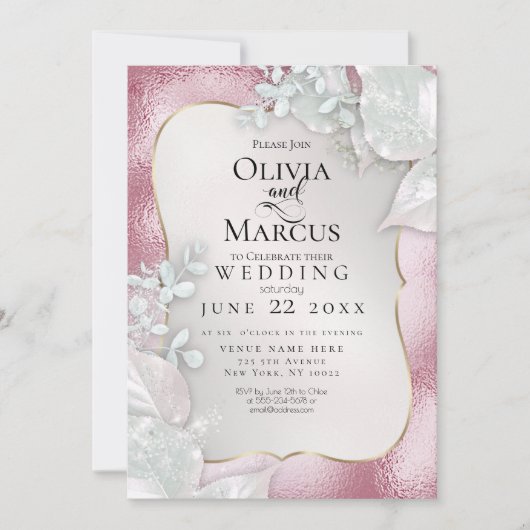 WEDING | Bleke uitnodiging van Burgundy Pearl Shim (Voorkant)