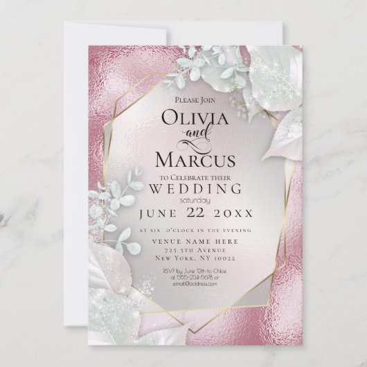 WEDING | Bleke uitnodiging van Burgundy Pearl Shim (Voorkant)