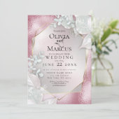 WEDING | Bleke uitnodiging van Burgundy Pearl Shim (Staand voorkant)