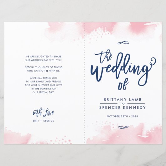 WEDING CEREMONY waterverf met handschrift roze (Voorkant)