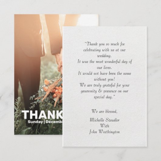 WEDING DANK JE KAARTFORMULERING BEDANKKAART (Voorkant / Achterkant)