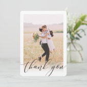 WEDING DANK U fotoelegante laagkalligrafie Kaart (Staand voorkant)
