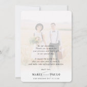 WEDING DANK U fotoelegante laagkalligrafie Kaart (Achterkant)