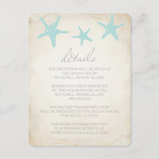 WEDING-DETAILS-insteekkaart - Beach Starfish Informatiekaartje (Voorkant)
