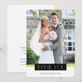 WEDING FOTO modern chic serif zwart wit block Bedankkaart (Voorkant / Achterkant)