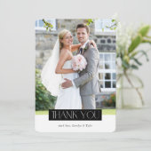 WEDING FOTO modern chic serif zwart wit block Bedankkaart (Staand voorkant)