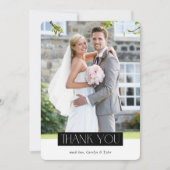 WEDING FOTO modern chic serif zwart wit block Bedankkaart (Voorkant)