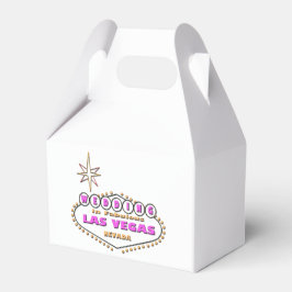 WEDING IN LAS VEGAS GABLE FAVOR BOX. Roze Logo. Bedankdoosjes