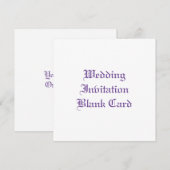 WEDING INVITATION BLANK FLAT KAART (Voorkant / Achterkant)