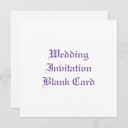 WEDING INVITATION BLANK FLAT KAART (Voorkant / Achterkant)