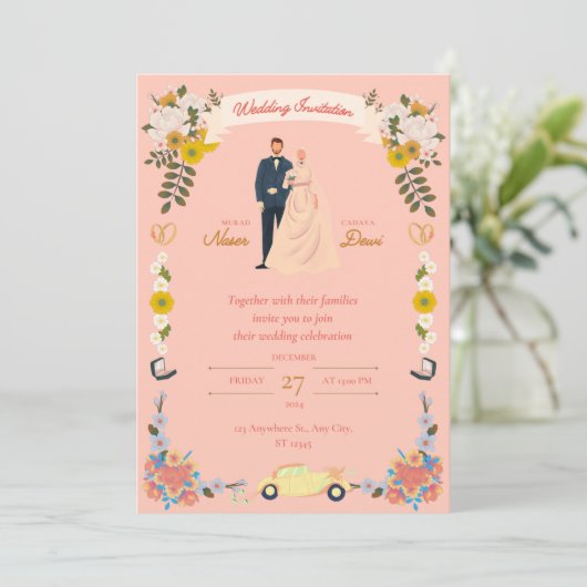 WEDING INVITATION KAART (Staand voorkant)