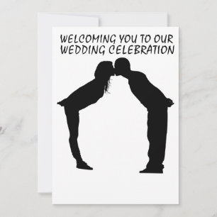 WEDING INVITATION KISSING COUPLE ART SILHOUETTE KAART