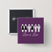 WEDING LOVE IS VERLIES VIERKANTE BUTTON 5,1 CM (Voorkant /achterkant)