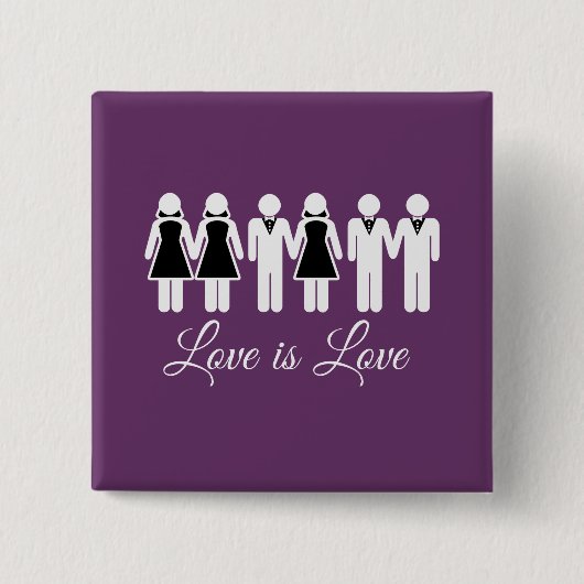 WEDING LOVE IS VERLIES VIERKANTE BUTTON 5,1 CM (Voorkant)
