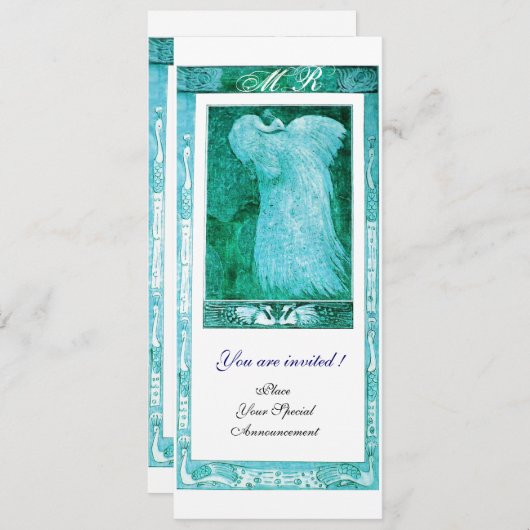 WEDING LOVE PEACOCK MONOGRAM Blauwgroen White Prog (Voorkant / Achterkant)