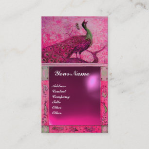 WEDING LOVE PEACOCK MONOGRAM roze paarse amethyst Visitekaartje