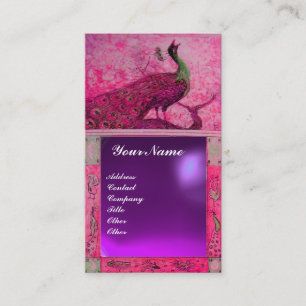WEDING LOVE PEACOCK MONOGRAM roze paarse amethyst Visitekaartje