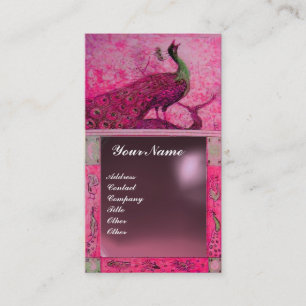 WEDING LOVE PEACOCK MONOGRAM roze paarse amethyst Visitekaartje