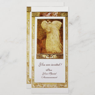 WEDING LOVE PEACOCK MONOGRAM White Pearl Kaart