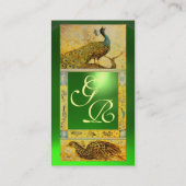 WEDING LOVE PEACOCK MONOGRAM yellow emerald Visitekaartje (Achterkant)