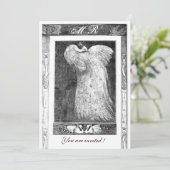 WEDING LOVE PEACOCK MONOGRAM, zwart-wit Kaart (Staand voorkant)