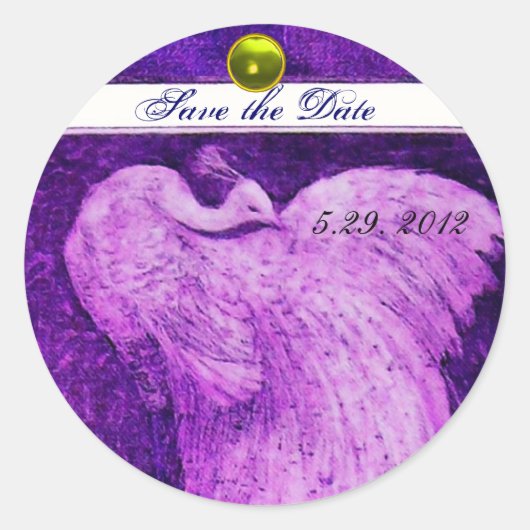 WEDING LOVE PEACOCK wit paars geel topaat Ronde Sticker (Voorkant)