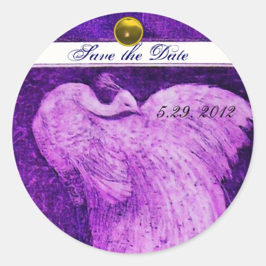WEDING LOVE PEACOCK wit paars geel topaat Ronde Sticker (Voorkant)