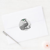 WEDING LOVE PEACOCK witte zwarte aquamarine Ronde Sticker (Envelop)