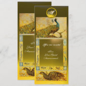 WEDING LOVE PEACOCKS MONOGRAM, bruine gele topaz Kaart (Voorkant / Achterkant)