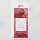 WEDING LOVE PEACOCKS MONOGRAM rood ijs metaal Kaart (Voorkant)