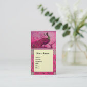 WEDING LOVE PEACOCKS MONOGRAM roze fuchsia paarl Visitekaartje (Staand voorkant)