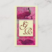 WEDING LOVE PEACOCKS MONOGRAM roze fuchsia paarl Visitekaartje (Achterkant)