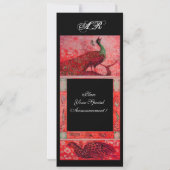 WEDING LOVE PEACOCKS MONOGRAM zwart Kaart (Achterkant)