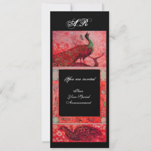 WEDING LOVE PEACOCKS MONOGRAM zwart Kaart