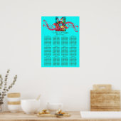 WEDING LOVE PEACOCKS Red Swirl Blue Seing Chart Poster (Keuken)
