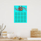 WEDING LOVE PEACOCKS Red Swirl Blue Seing Chart Poster (Keuken)