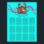 WEDING LOVE PEACOCKS Red Swirl Blue Seing Chart Poster<br><div class="desc">Elegant en klas met pauocksin turquoise blue . Waterverf schilderij met gouden en zilverkleurige folie van Bulgan Lumini (c)</div>
