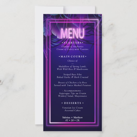 WEDING MENU | Verbluffende neontropische olie (Voorkant)